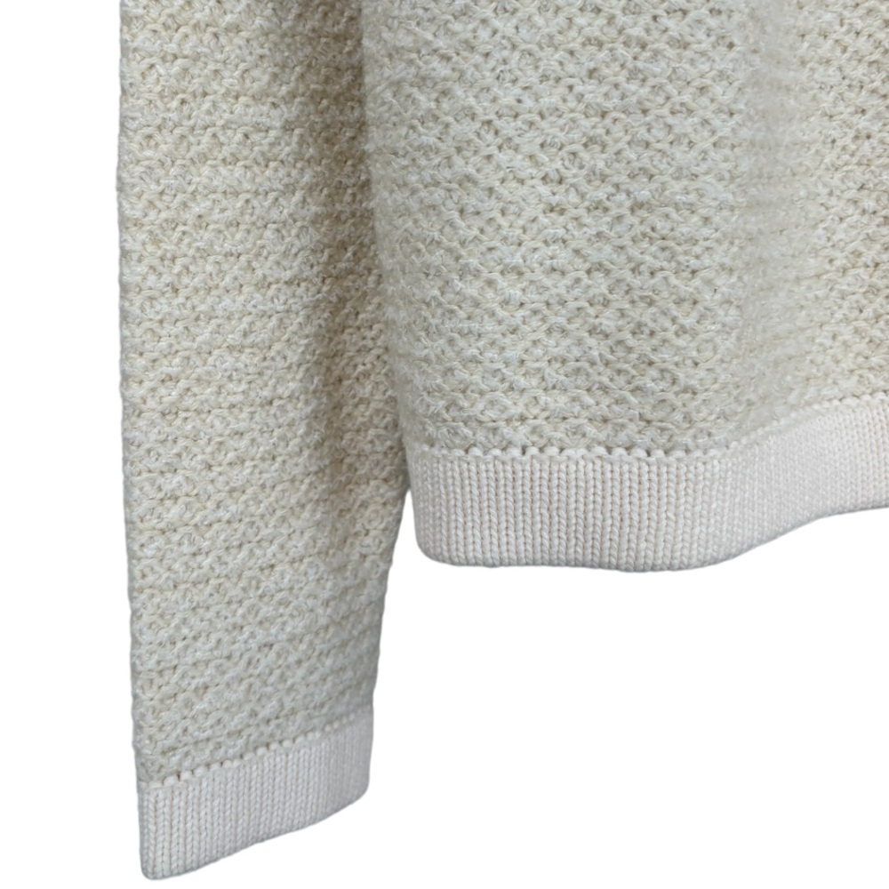 Textured Tweed Open Sweater Knit Jacket Neutral Cream Beige Tan LOFT Size Small - Picture 6 of 13